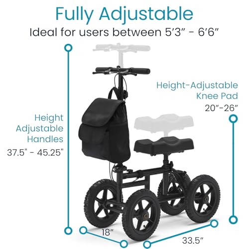 Image of Vive Mobility All Terrain Knee Scooter Walker for Foot Injuries - Adult