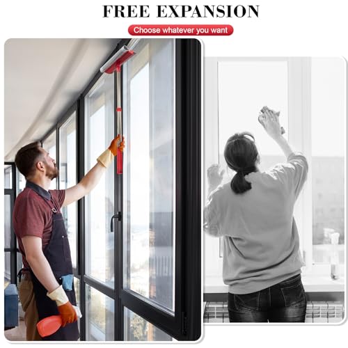 Image of Professional Standard Window Squeegee,2-in-1 Window Cleaner Sponge and Soft Rubber Strip with Retractable Stainless Steel Handle(15.7 inch-27.5 inch) for Gas Station, Glass,Shower,Outdoor Window Cleaning