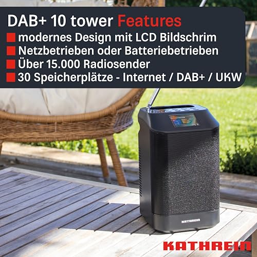 Kathrein DAB+ 10 Tower - Modernes und tragbares FM-/DAB+/Internetradio | DAB Plus Radio | Digitalradio DAB+ & UKW, Internetradio | WLAN Radio mit Bluetooth für Streaming, Aux 3,5mm – Bild 4