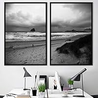 2 Piece Framed Canvas Wall Art Black and White Scenery Canvas Prints Home Artwork Decoration for Living Room,Bedroom - 16