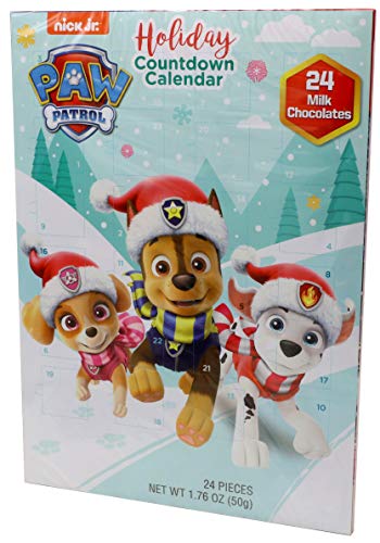 Paw Patrol 2019 Christmas Advent Countdown Calendar with 24 Milk Chocolate Pieces, 1.76 oz