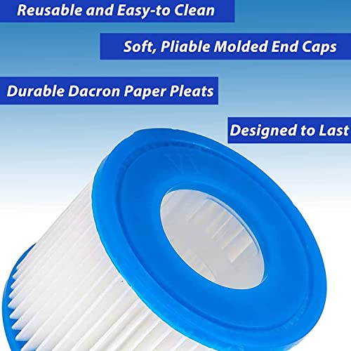 FOSUN Aufblasbare Filterkartusche Typ VI für Whirlpools, kompatibel mit Bestway 58323, Lay-Z-Spa for Bestway Flowclear Pool Filter, Miami, Palm Springs, Hawaii, Vegas, Monaco, Paris usw, 12 Stück