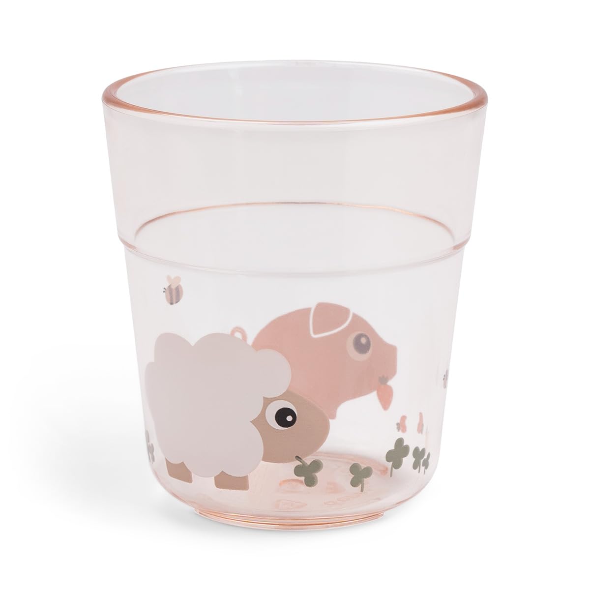 Done by Deer Glas L Tiny farm Powder - Kinder Trinkbecher (180 ml) - Plastikbecher aus 100% Tritan in Lebensmittelqualität und Spülmaschinenfest - Durchsichtig Kinderbecher