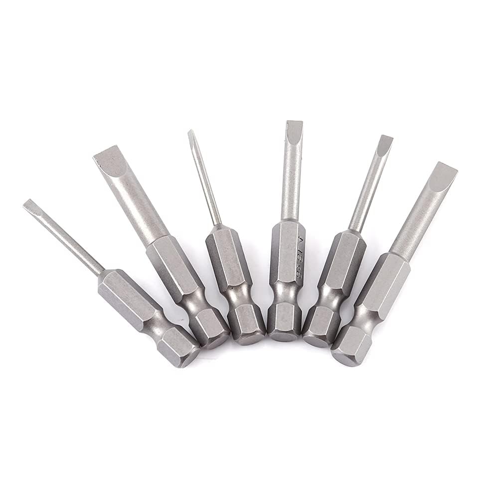 6 Pz 50mm Punte per Cacciavite con Intaglio Codolo Esagonale S2 Lega Testa Piatta Punta Magnetica
