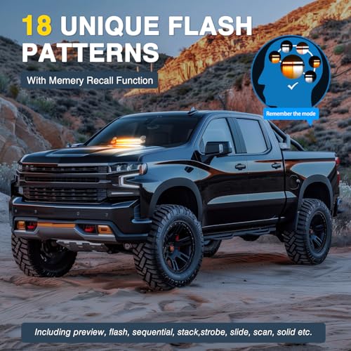 Image of Nilight 12LED Traffic Advisor Strobe Light Bar Amber White Hazard Safety | Emergency Warning Dash Front /Rear Windshield Flashing Lights for Cars Trucks Police Firefighter Plow Construction Vehicles