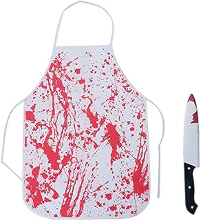 Cabilock Creative Halloween Masquerade Show Dress Up Props Bloody Apron Knife for Halloween Cosplay Party (Red)