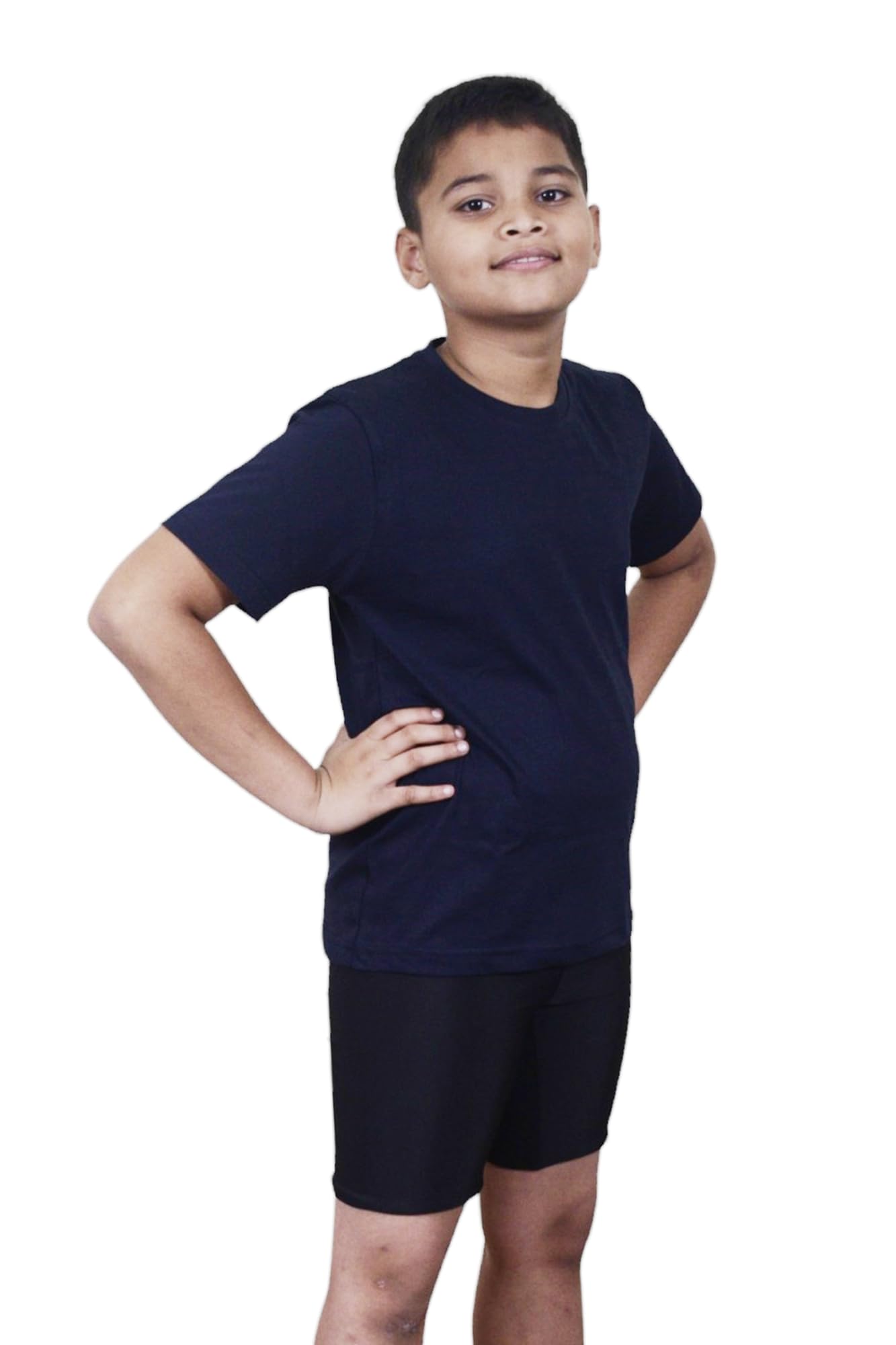 Aqua Holic Spandex Boy's Regular Fit Tights With Half Sleeves Tshirt | Adjustable, Quick Drying Set for Swimming, WaterParks, Surfing & Other Sports - Navy Blue - 13-14 Years 2