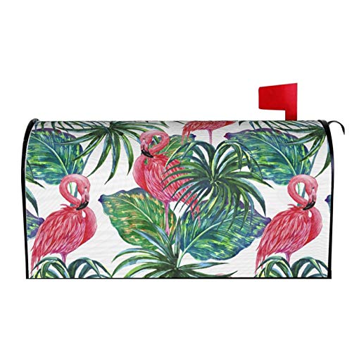 Abucaky Palm Leaf and Flamingos Mailbox Cover Magnetic Waterproof Mailbox Wraps Post Letter Box Decor 21x18 in