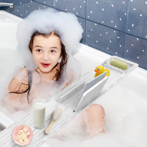Cuayaes BATHTUB TABLE TRAY Premium Bathtub Tray Caddy, Bath Tray For Tub Made Of Silicone And Stainless Steel thumb #3