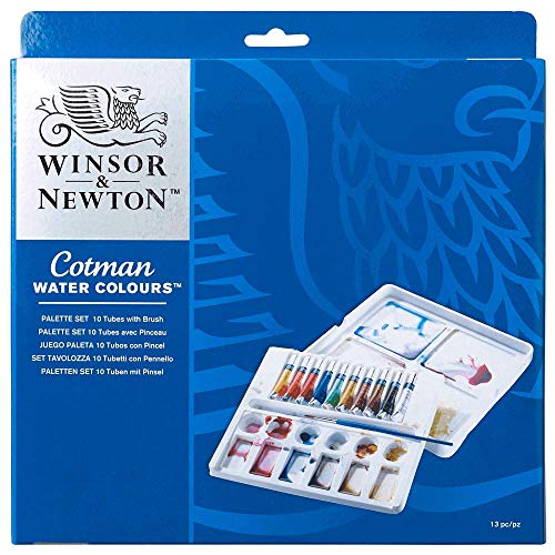 Winsor & Newton Cotman - Set de acuarela, caja paleta con 10 tubos