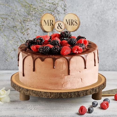 Rustic Wood Cake Stand - 11-13 Inch Wooden Slice with Legs for Elegant Wedding, Birthday, & Woodland-Themed Parties(1Pcs) - Image 3