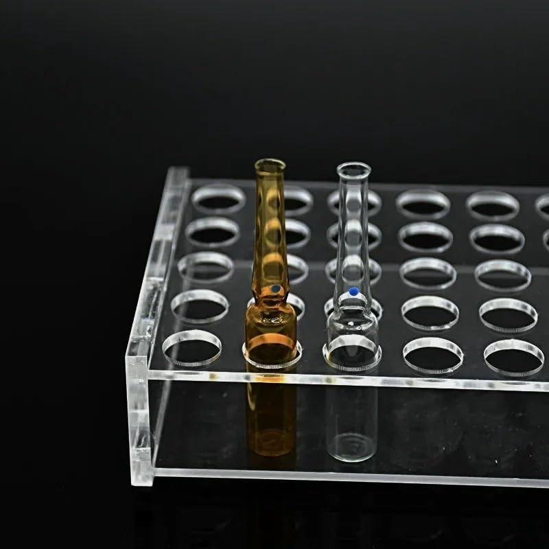Transparent Ampoule Stand Sample Bottle Holder - 50-Well Rack for 1ml to 20ml Injection Bottles - 5x10 Arrangement(20ml)