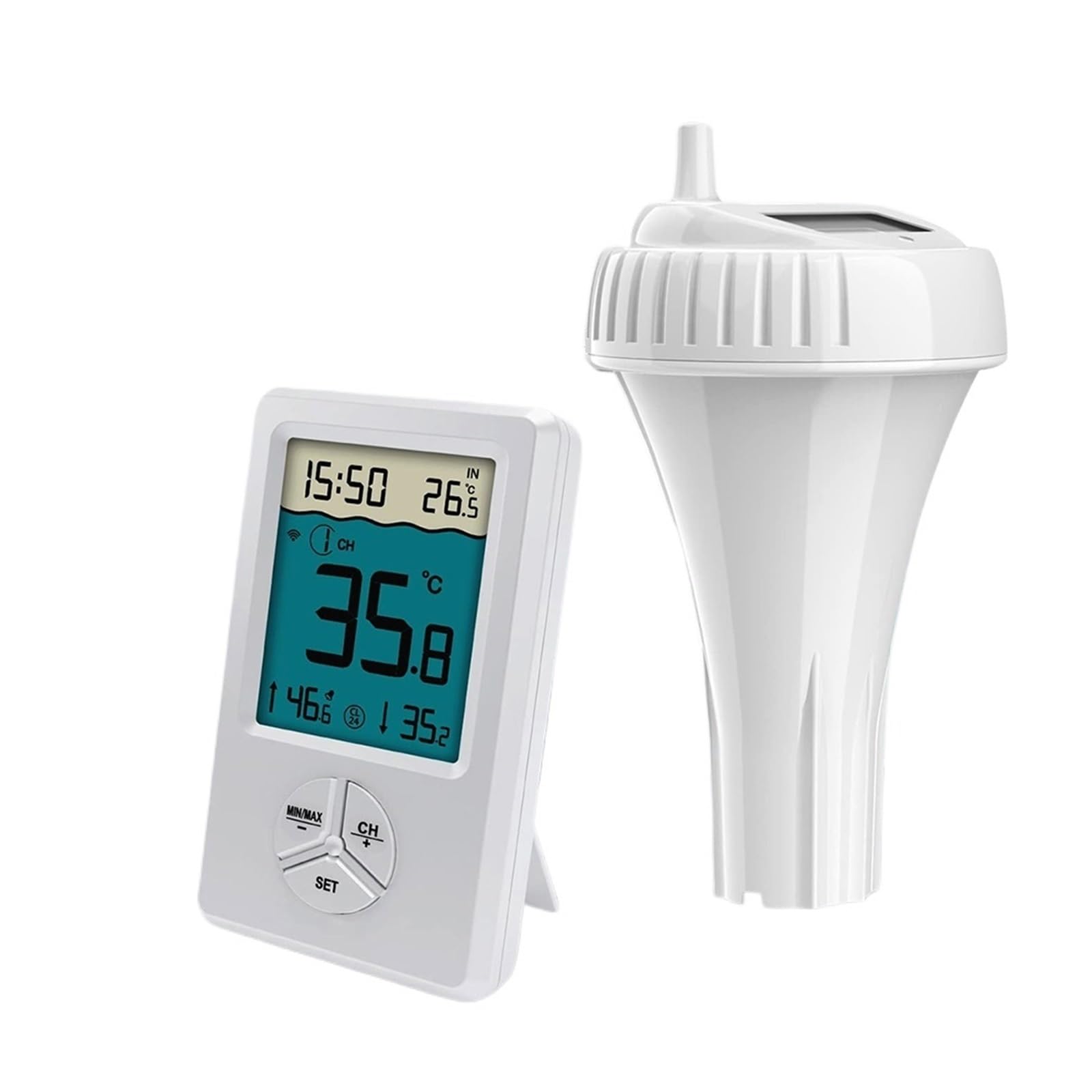TermóMetro De Piscina Termómetro Digital Inalámbrico For Piscina, Resistente Al Agua IPX8, con Monitor De Temperatura Interior Y Medidor De Temperatura del Agua. FáCil De Usar