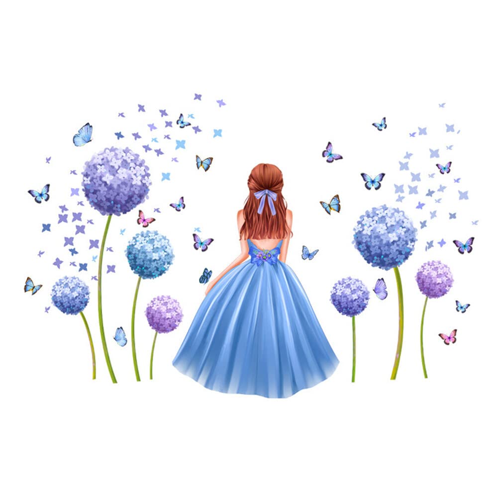 Uposao Butterfly Girl Wall Stickers Fairy Wall Sticker Decoration Colorful Butterflies Wall Decals Stickers DIY Vinyl Mural Art Decorative Decals for Kids Baby Bedroom Nursery