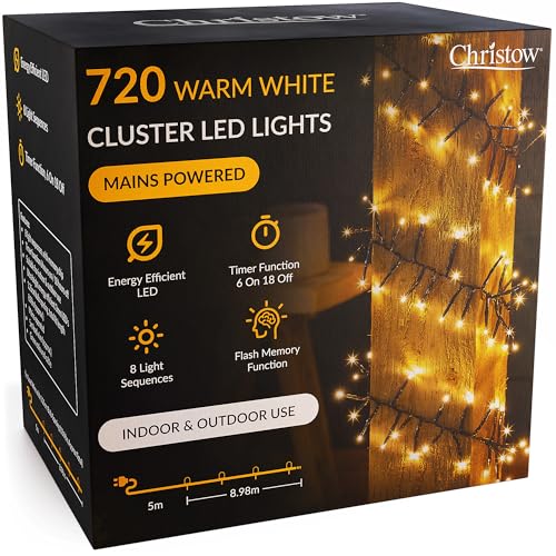 CHRISTOW Christmas Cluster Lights 720 LEDs Warm White
