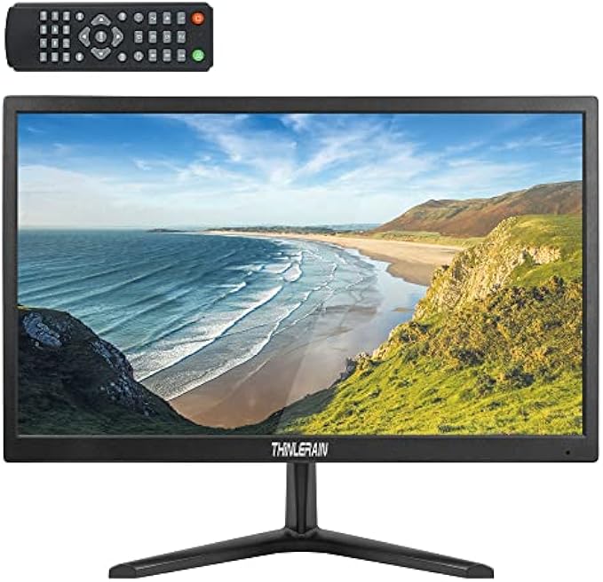 Thinlerain 20 吋 PC 螢幕 16:9 1600x900 廚房螢幕 LED 顯示器 內建喇叭 5Ms 60 Hz VESA 安裝 附 VGA HDMI AV BNC USB,適用於 FireStick、電腦、筆記型電腦