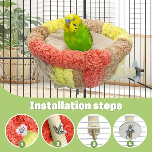 Image of kathson Bird Nest,Bird Nest for Cage Winter Warm Parakeet Nest Bird Breeding Nest Bed for Parrots, Budgies, Lovebirds, Canaries, Finches and Other Small Birds(Orangish Yellow)