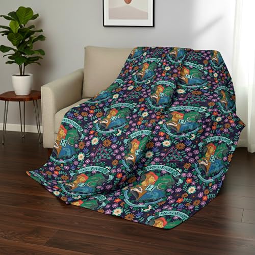 Image of Harry Potter Botanical Crests Twin Quilted Throw Blanket Adults Boys Girls, Soft Lightweight Bedding for Bed, or Couch, 60 x 90 inches
