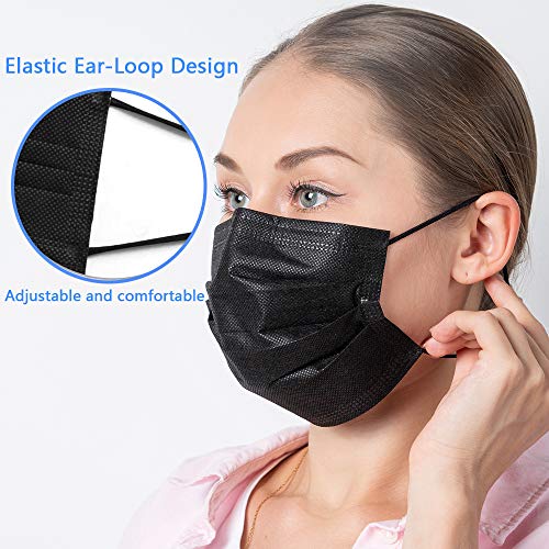 50pcs 3-Ply Disposable Face Mask Breathable Black Masks - Image 5