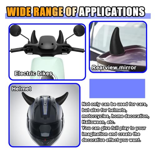 Image of 2 PCS 3D Devil Horn Sticker, Car Roof Bumper Decoration, 4.3 Inch Elasticity Anti Collision Protector Sticker, Car Exterior Accessories for Truck SUV Helmet Motorcycle (Black)