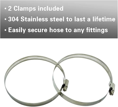 Miniatura 6 de TT FLEX Manguera de recogida de polvo de PVC resistente transparente con 2 abrazaderas (4 pulgadas x 20 pies)