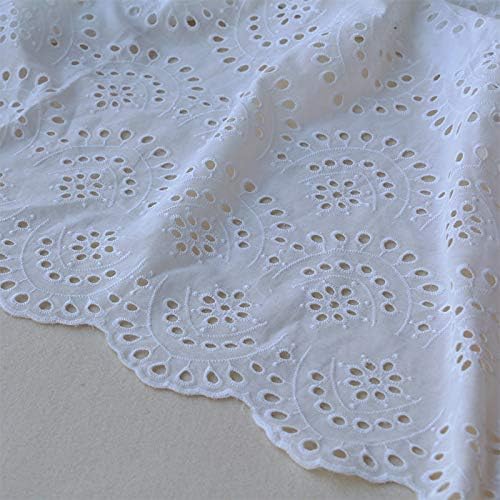 49 inches Width Premium Cotton Embroidery Eyelet Lace Fabric by the Yard