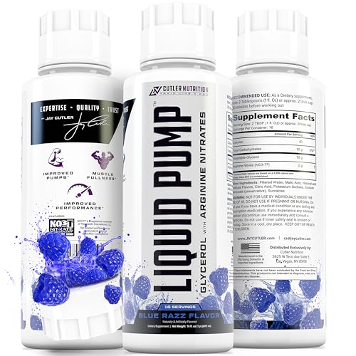 Image of Liquid Pump - Glycerol and Arginine Nitrates for optimized pump pre-workout liquid caffeine free non stim pre-workout for energy and performance and nictic oxide booster | Blue Raspberry flavor