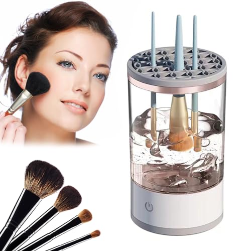 Yuehuam Limpador de pincéis de maquiagem elétrico, alimentado por USB, máquina automática de limpeza