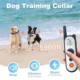 MIMOFPET Wireless Dog Fence for 2 Dogs - 25FT to 3500FT No Static Electric Fence,185 Days Standby Time Training Collar,Pet Containment System with 3 Training Mode,Flash Light and Waterproof