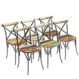 Diseño trasero abierto con un acabado de pintura multicolor que aporta un toque retro llamativo a cualquier comedor.