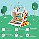 Nukdey Holz Motorikwürfel 5 in 1: Xylophon Musikinstrumente Multifunktional für Kinder| Montessori Spielzeug Mit Holzperlenlabyrinth Abakus und Xylophon ab 3 Jahre +