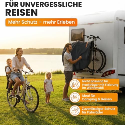 Housse étanche Pour 2 Vélos – Tissu Oxford 600D, UV50+, Sécurité Corde Orange, Pour Porte-vélo Arrière