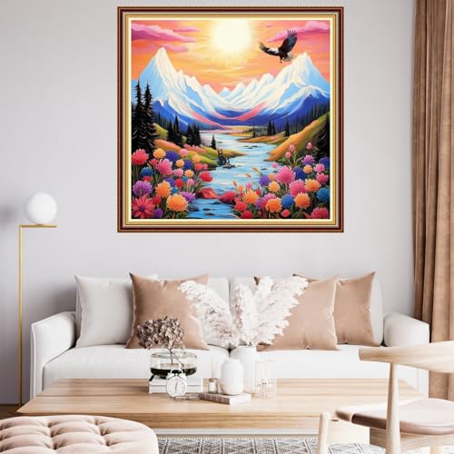 Image of Funart Stamped Cross Stitch Kits for Beginners Full Range of Cross Stitching Preprinted Embroidery Kits for Adults, 11CT Embroidery Pattern Needlepoint Kits- (ArtColors28)