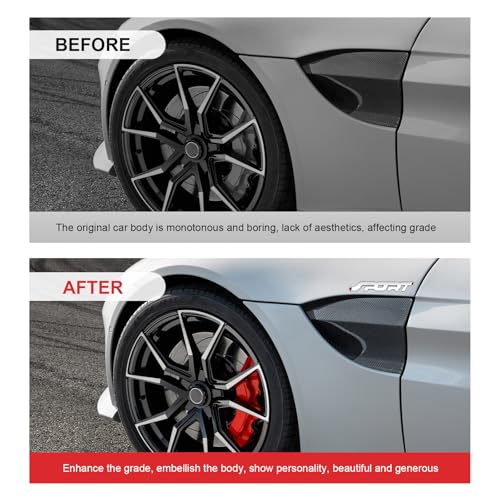 Image of 2 PCS Metal Car Sport Sticker, 3D Raised Car Fender Badge Front & Rear Tailgate Emblem with Sport Logo, Strong Adhesive Letters Decals for Front Hood Grill Rear Trunk (White)