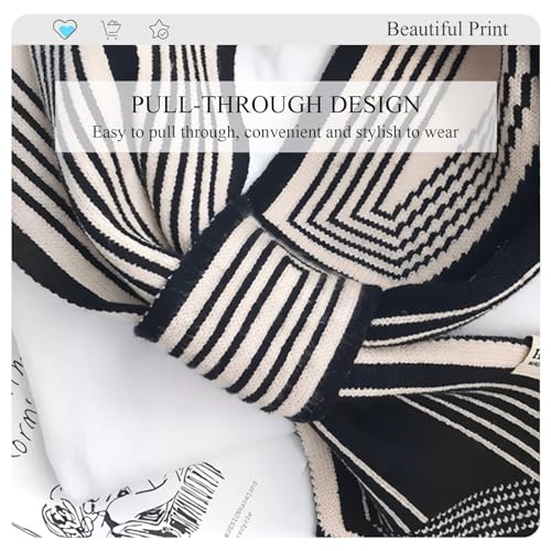 Winter Skinny Knitted Scarf Women Easy Pull-Through Stripe Houndstooth Animal Print Knitted Neckerchief Collar Scarf4