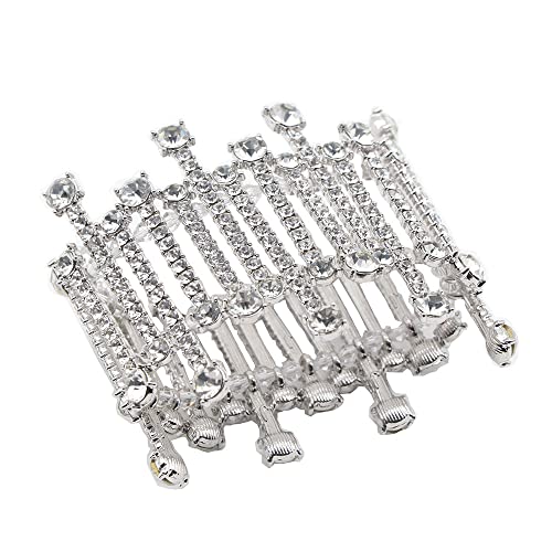 Luxry Rhinestone Cuff Bracelet Silver Stretch Women Arm Cuff Prom Bridal Party Bracelet Jewerly