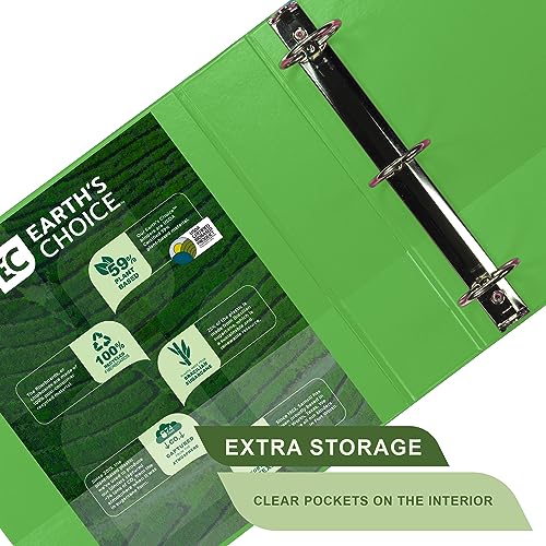 Image of Samsill Plant-Based 2 Inch Durable Round Ring, View Binder, Eco-Friendly, USDA Certified Biobased, 12-Pack, Lime Green