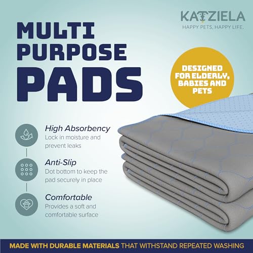 Image of Katziela Washable Pet Pads - (2 Pack 36In x 41In Hexagon) Super Absorbent Waterproof Reusable Dog Pee Pads for Dogs, Washable Puppy Pads for Potty Training, Housebreaking Washable Pee Pads for Dogs