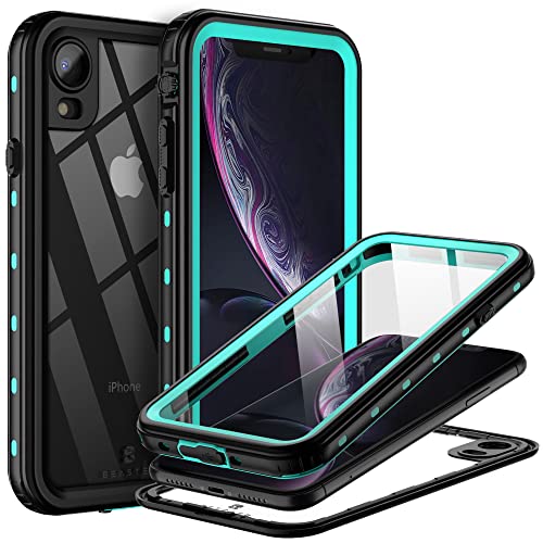 BEASTEK Waterproof Case for iPhone XR TRE Series Waterproof IP68 Underwater Certified Shockproof with Clear Back Slim Cover 6.1 inch (Teal)