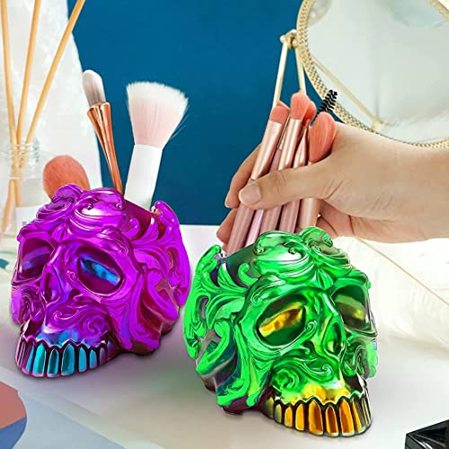 Voyyphixa Skull Resin Moulds Molds for Resin Epoxy Skull Head Resin Mold Ghost Silicone Mold Resin Casting 3D Skeleton Mold DIY Jewelry Box,Trinket Container,Makeup Brush Holder,Pen Holder - Image 3