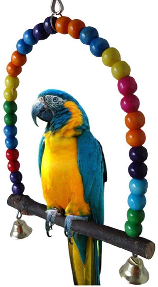 Wooden Colorful Beads Bell Bird Swing Toys (B09PRLTK4N) Amazon Price History, Amazon Price Tracker