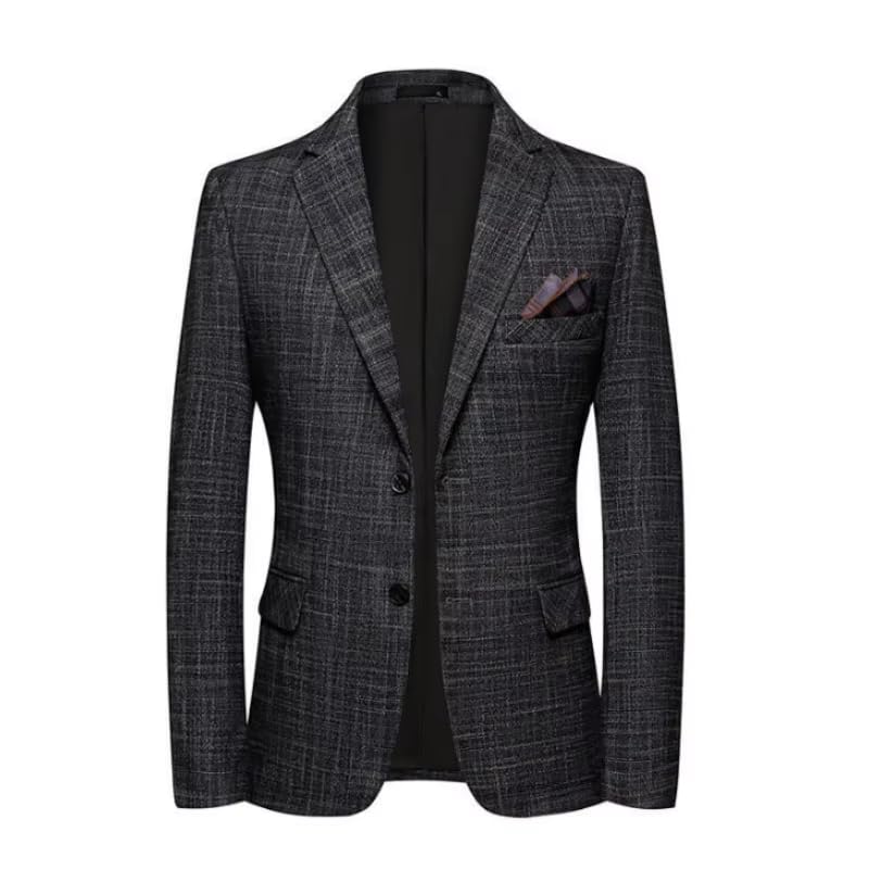 Men's Slim Fit Business Casual Suit Jacket Korean Style Blazer for Men-Black3