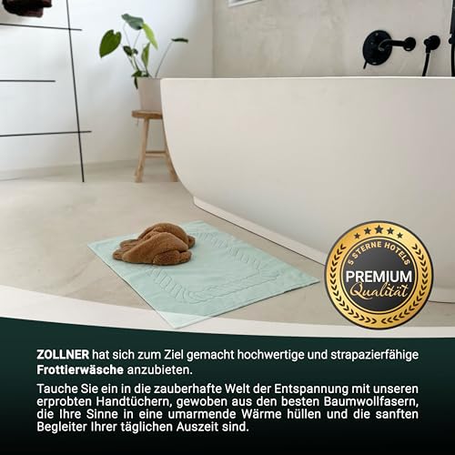 ZOLLNER 2er Set Badematten - weiche und saugstarke Duschvorleger - waschbar bis 95°C - Baumwolle - 50x70 cm in Mint – Bild 6
