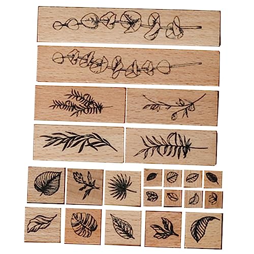 Angoily 多機能木製スタンプ 植物デザイン かわいい花柄 日記ジャーナル用 軽量コンパクト 手作りクラフト用