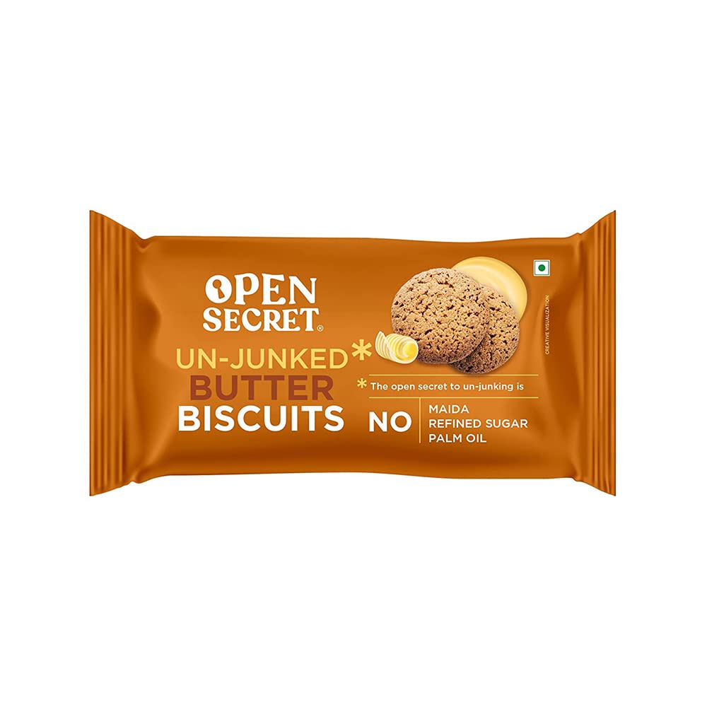 Open Secret Butter Biscuit Cookies (40G - Single Pack) | Protein & Fiber Packed | Healthy Snacks | No Added Maida No Refined Sugar No Palm Oil | Unjunked Biscuit