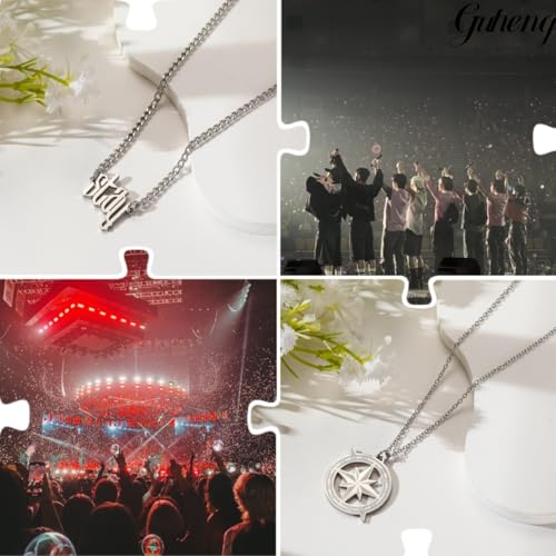 Stray Necklace SKZ Inspired Merch Necklace Set –“Stay” Pendant Compass Design Jewelry Accessory for Stay Fans Gifts 6