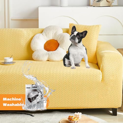 Funda de sofá elástica lavable de terciopelo con protector reposapiés integrado L 7