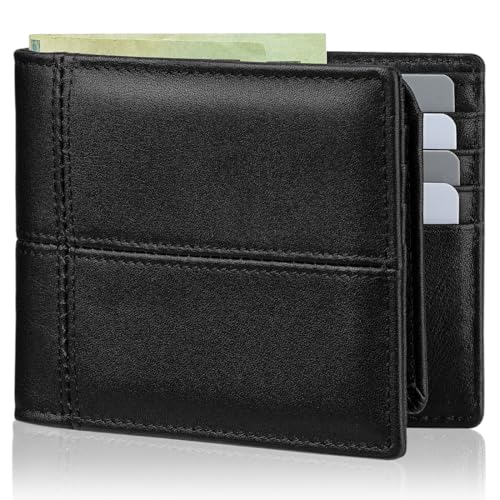 Image of Artpaxy Mens Wallet Bifold Genuine Leather RFID Blocking Wallet for Men with 2 ID Windows 12 Card Holders 2 cash pockets 1 Gift Box