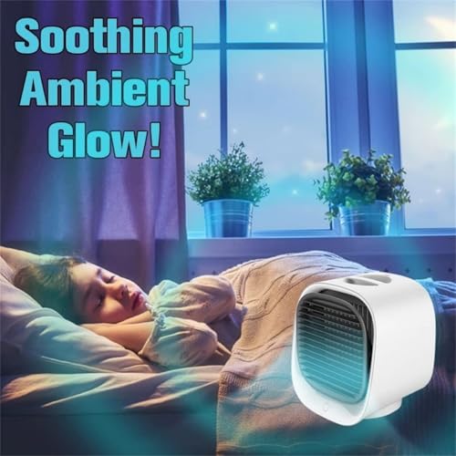 مكيف ومبرد هواء شخصي عام بـ 3 سرعات صغير الحجم يعمل بمنفذ USB مضاد للتسرب مزود بحامل لوضعه على الطاولة للاستخدام الداخلي والخارجي مثالي للسيارة والتخييم وغرفة المكتب من ليفافا