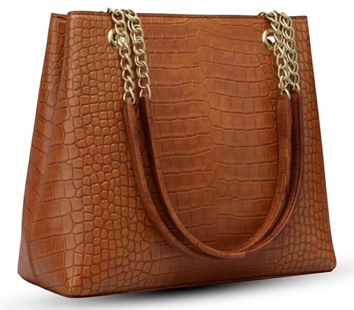 opullent Crocodile Pattern Tote Bag for Women, PU Leather Shoulder Bag with Chain Straps and Gold Hardware, Ladies Purse Handbag for Office, Work, Shopping, Travel & Daily Use (Pack Of-1)-picture-55